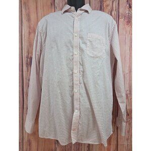 Johnston & Murphy Mens Pink & White Checkered Shirt Large Cotton Shirt